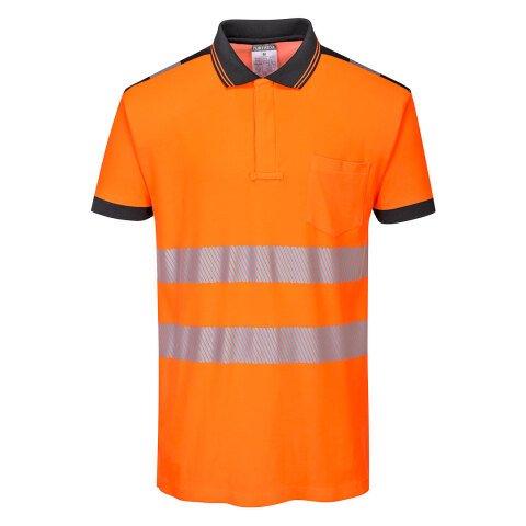 LOT DE 2 - PORTWEST T180 POLO HV PW3 ORANGE/NOIR - TAILLE S