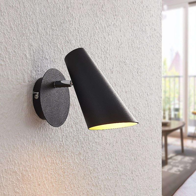 LUCANDE APPLIQUE MURALE WIBKE, HAUTEUR 24 CM, NOIR, OR, MÉTAL