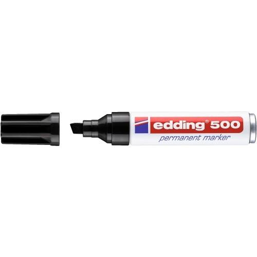 MARQUEUR PERMANENT EDDING 500 - POINTE BISEAUTÉE - NOIR - PAR 10 EDDING
