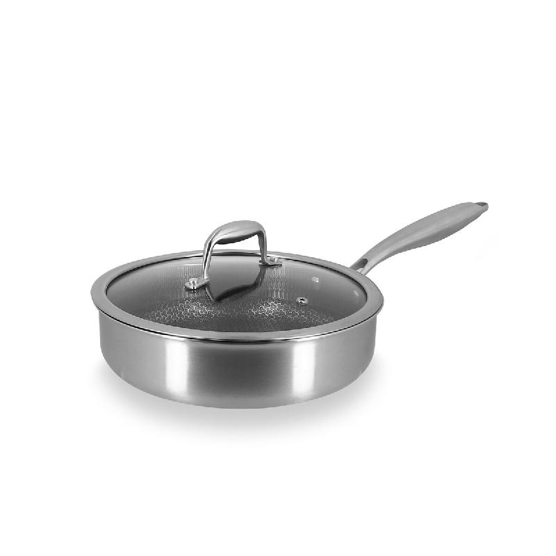 Menastyl - Sauteuse trinox revêtu 24cm en acier inoxydable avce couvercle en verre - 3256391046241_0