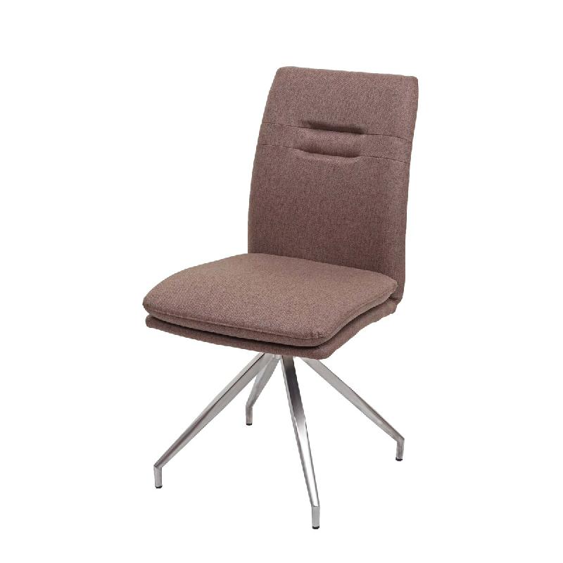 Mendler Chaise de salle à manger HWC-H70, chaise de cuisine chaise inclinable, tissu/textile acier inoxydable brossé ~ marron - marron textile 73919_0