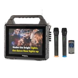 Pack Karaoké Ibiza Sound KARAVISION - Enceinte 150W Karaoke sans Fil Nomade avec écran, 2 Micros VHF - Bluetooth USB SD RADIO FM - 3666638035295_0