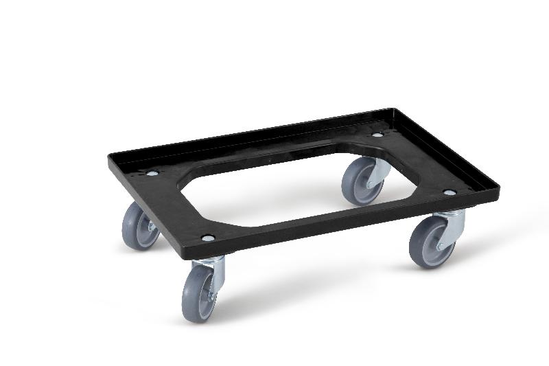 Plateau roulant noir pour bac Euronorm 600x400 mm - 4 roues pivotantes - 5 coloris disponibles_0