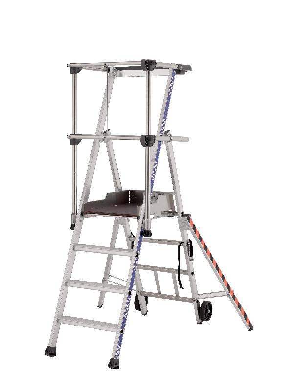Plateforme individuelle roulante légère - modèle 4 marches avec ceinture de sécurité et porte-outils intégré_0
