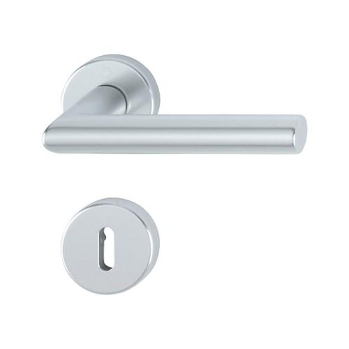 POIGNÉES SUR ROSACES CLÉ L - ALUMINIUM ARGENT - AMSTERDAM HOPPE