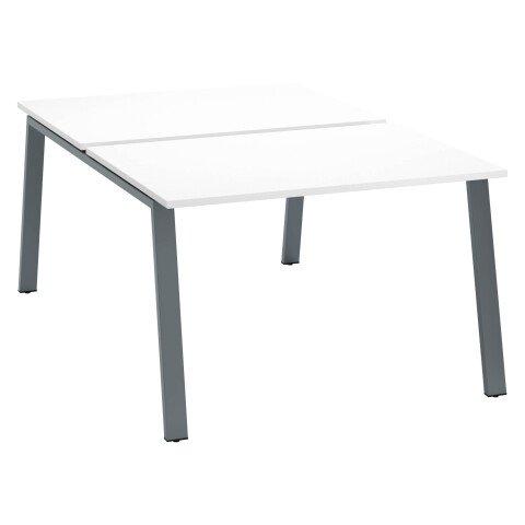 PÔLE DE 2 BUREAUX ECLA BLANC L 120 X P 80 CM PIÈTEMENT MÉTAL FINITION ANTHRACITE