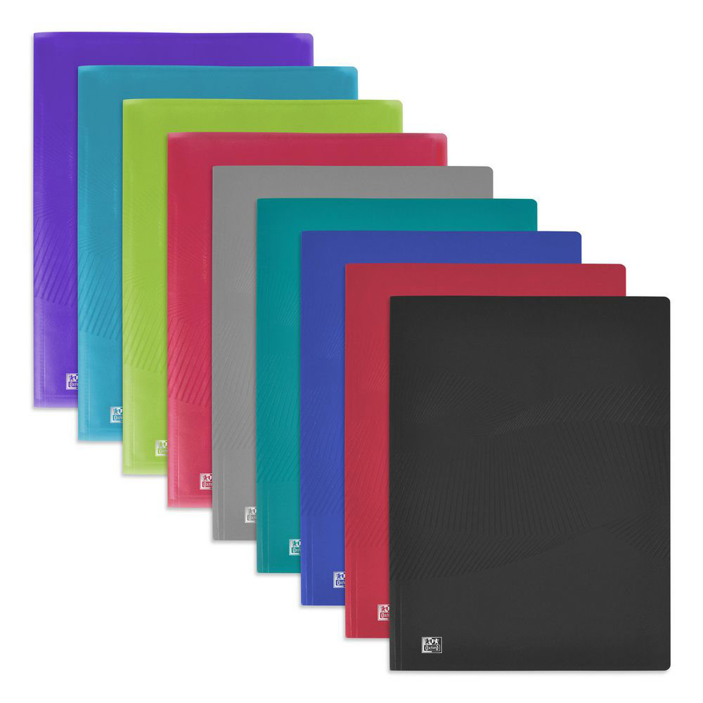 PROTEGE-DOCUMENTS OXFORD OSMOSE A4 - 20 POCHETTES EN POLYPROPYLENE - COUVERTURES OPAQUES/TRANSLUCIDES COLORIS ASSORTIS  - LOT DE 10
