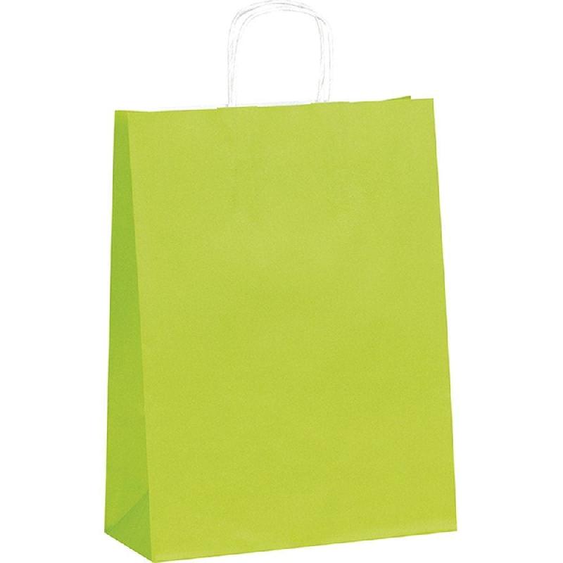 Sac kraft vert poignées torsadées 35x14x40cm - par 100_0
