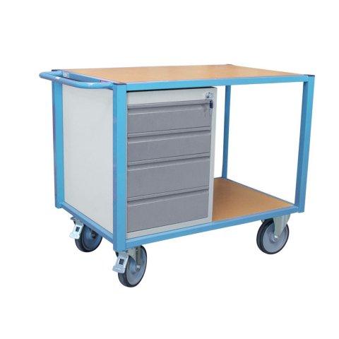 SERVANTE ÉTABLI ÉQUIPÉE 4 TIROIRS PLATEAU MÉDIUM 1060 X 680 MM 500 KG ROUE TPE