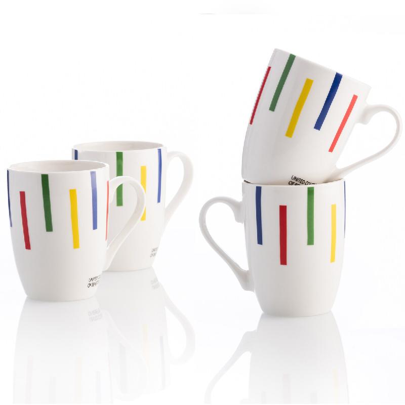 Set 4P Tasses 11Cm 360Ml Bone China Design à rayures colorées Casa Benetton - multicolore porcelaine BE110_0