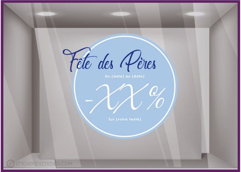 Sv694 - Adhésif pour vitrine fête des pères - Stickers vitrines personnalisables - Dimensions 57 x 52 cm_0