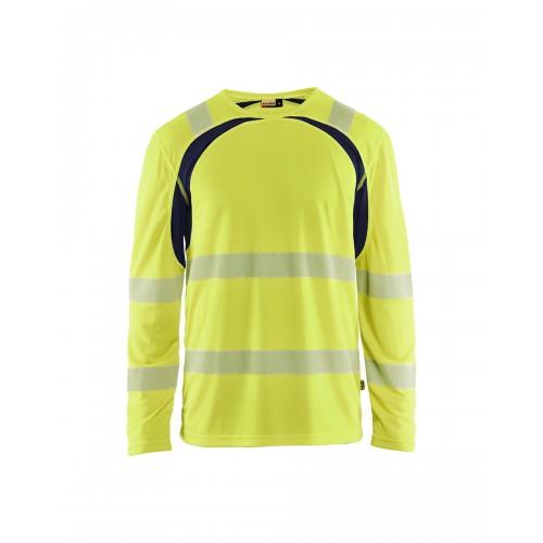 T-SHIRT HAUTE VISIBILITÉ À MANCHES LONGUES 3599 - JAUNE ET BLEU MARINE - 4XL BLAKLADER