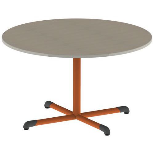 TABLE BANDANA ROND Ø120 T5 PC STR POLY ÉRABLE G. BEIG/PAPAYE - MOBIDECOR