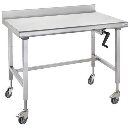 TABLE SUR ROUES À DOSSERET À HAUTEUR RÉGLABLE ERGONOMIX 700X1200 MM - TOURNUS EQUIPEMENT