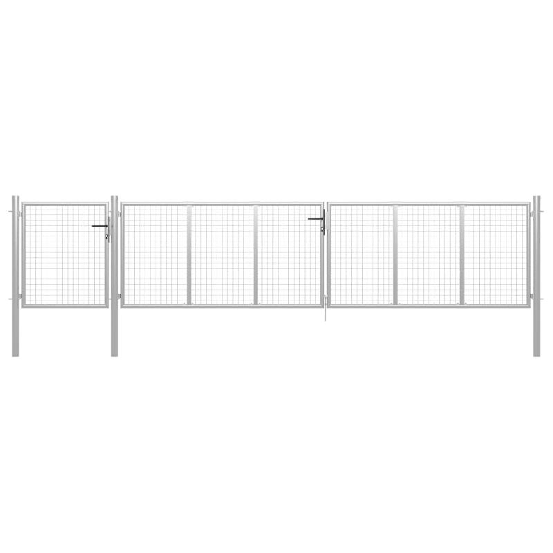 Vidaxl portail de jardin acier 500 x 100 cm argenté 144353_0