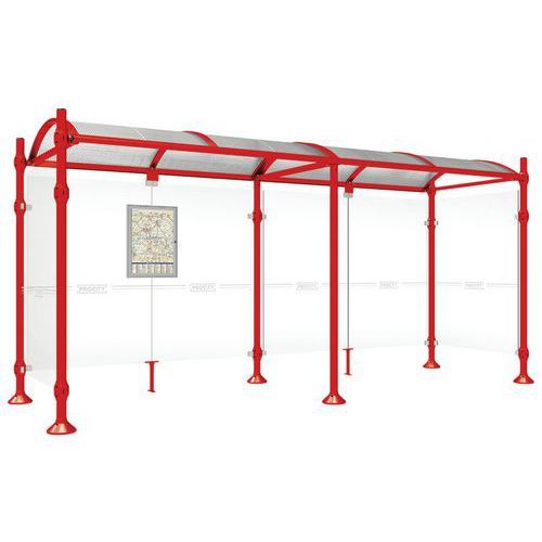 ABRI BUS PROVINCE 5 M 2 BARDAGES LAT. INOX ROUGE 3020 - PROCITY