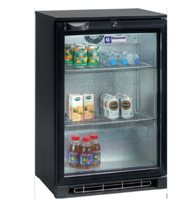 Arrière-bar réfrigéré 1 porte vitrée Diamond - 124 litres, froid ventilé, éclairage LED, serrure et clayettes réglables_0