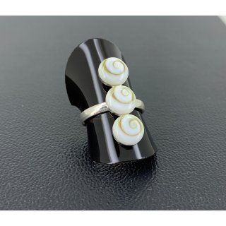 BAGUE OEIL DE SAINTE LUCIE EN ARGENT TRIPLE RONDS