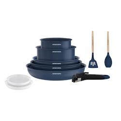 Batterie de cuisine 10 pièces poignée amovible Bleu  AM6455 usage non-intensif Arthur Martin - 3508510999380_0