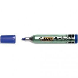 BIC MARQUEUR PERMANENT POINTE OGIVE CORPS MÉTAL GRANDE CONTENANCE ENCRE BLEUE ONYX MARKER 1592