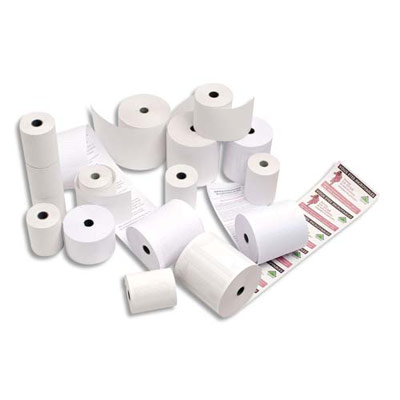 BOBINE TERMINAUX CARTE BANCAIRE - PAPIER THERMIQUE STANDARD - 57 X 40 X 12 MM - 55 G - LONGUEUR 17 M - LOT DE 50