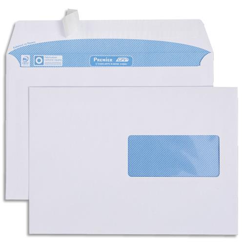 BOÎTE DE 500 ENVELOPPES IMPRIMABLES VELIN GPV - BLANC - 80G - C5 162X229MM - AUTO-ADHESIVES AVEC FENETRE 45X100MM