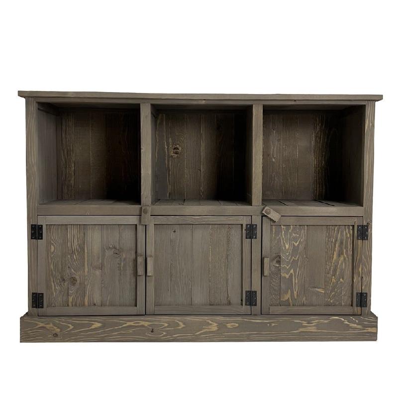 Buffet bas Héritage pin vieilli 3 cases 3 portes L119xP39xH80cm_0