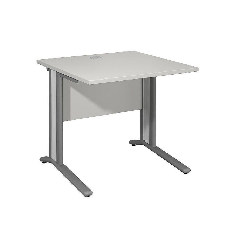 BUREAU DROIT VARIATION CLASSIC - L. 80 X P. 80 CM - PLATEAU GRIS - PIEDS GRIS - CARTERS FINITION GRIS