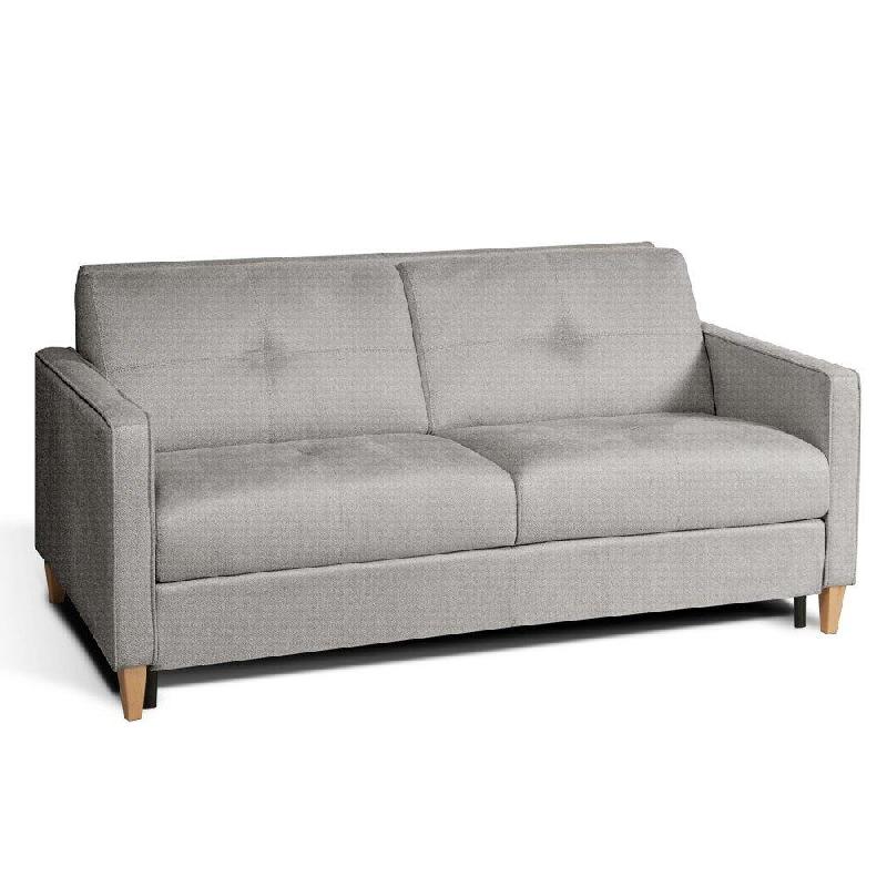 Canapé convertible scandinave 140cm - Matelas 16cm - Système express - Sommier à lattes Renatonisi - Tweed gris silver_0
