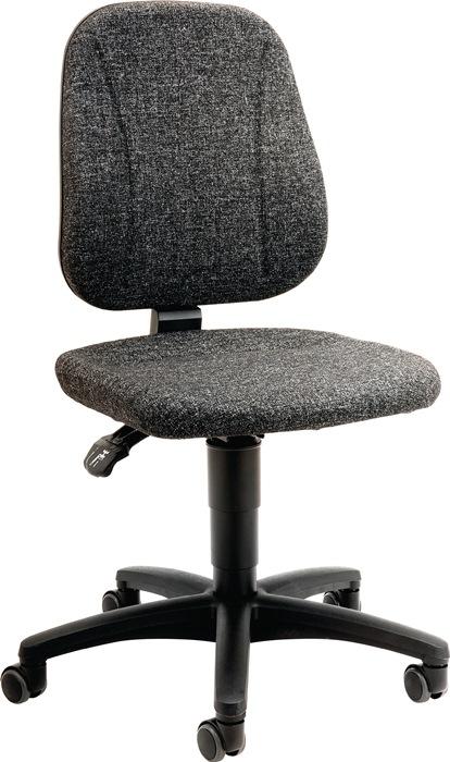 Chaise d'atelier pivotante BIMOS Unitec - roulettes, rembourrage tissu gris, hauteur réglable 440-620 mm_0