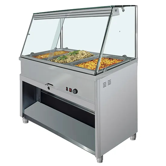 Comptoir bain-marie 5x GN 1/1 avec vitre verticale - Température +30°/+90°C - VIRTUS IEA0022_0
