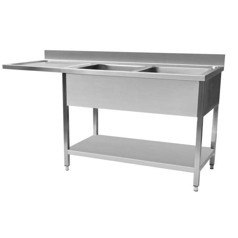 Cuistance Plonge evier espace lave vaisselle à gauche avec sous tablette 1600 x 700 x 950 mm - inox STSD167L_0