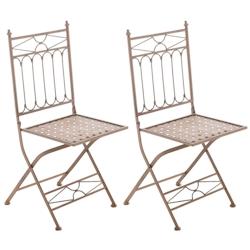 Décoshop26 - Lot de 2 chaises pliable de jardin terrasse balcon design rustique en fer forgé marron vieilli 10_0003127 - marron 3000251415643_0