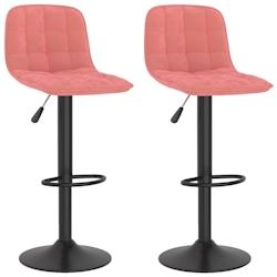 Décoshop26 - Lot de 2 tabourets de bar chaises hautes coutures carrées en velours rose cadre en acier noir DEC029839 - noir 3000257584190_0