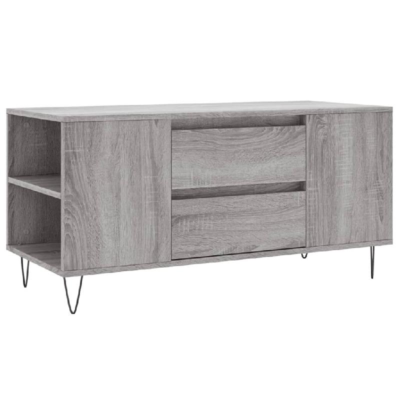Décoshop26 - Table basse avec 2 tiroirs et 4 compartiments 102 x 44,5 x 50 cm bois d'ingénierie gris et métal DEC039973 - gris métal 3000264690242_0