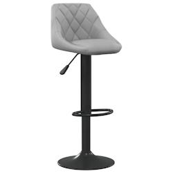 Décoshop26 - Tabouret de bar x1 chaise haute coutures losage en velours gris clair et acier noir DEC029482 - gris 3000257397462_0