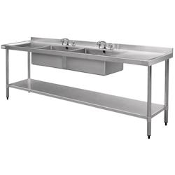 Evier Vogue 240cm 2 bacs au centre - inox 5050984126604_0