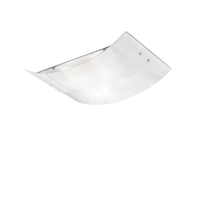 Gea Luce Michela Grand Plafonnier 45X30Cm Blanc Brillant 2Xe27, Verre Bombé Avec Base Chromée, Max 2X52W, Plafonnier Élégant - blanc 8000000049865_0