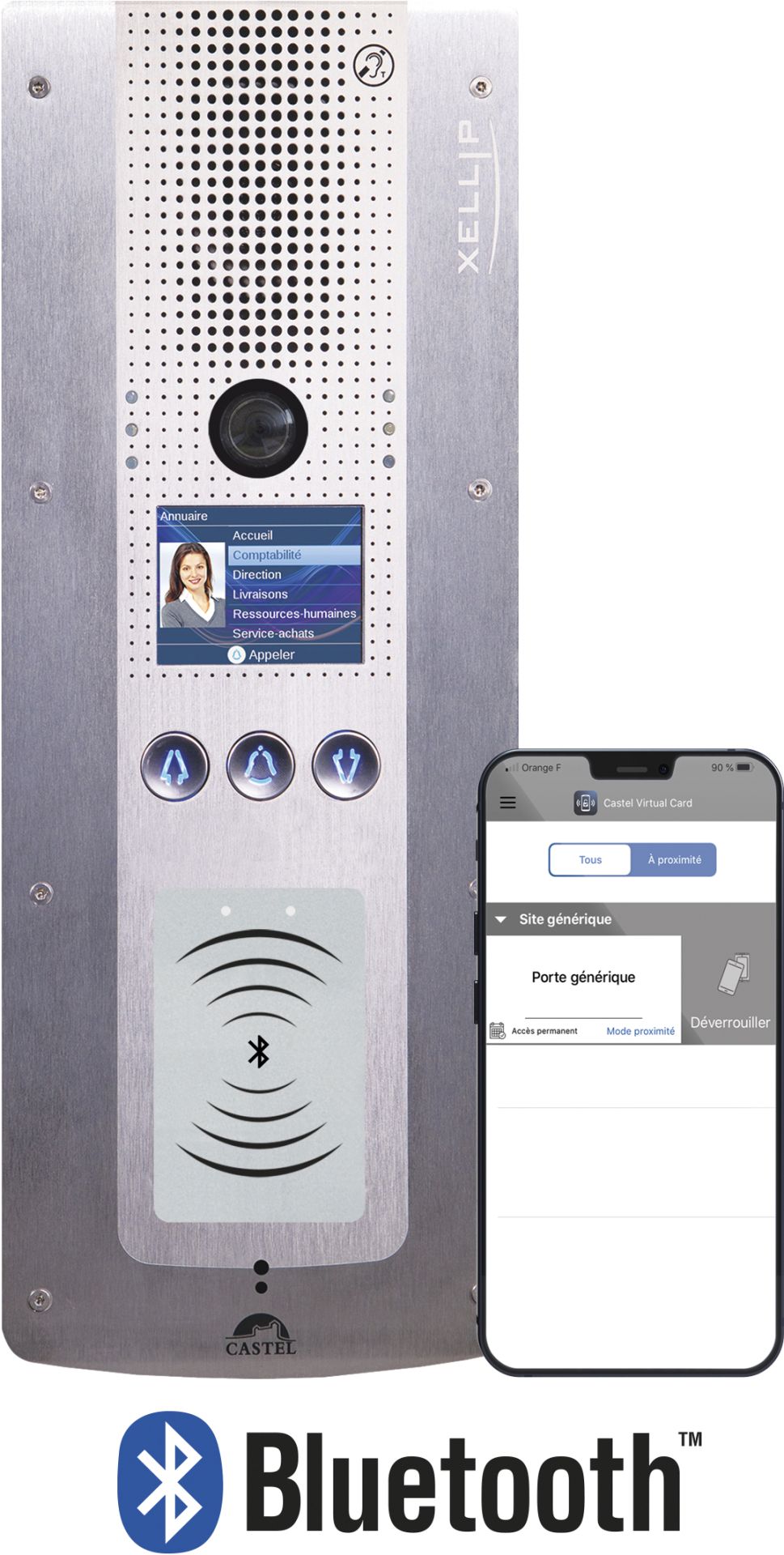 Interphone audio vidéo IP/SIP PHMR - avec lecteur de contrôle d'accès évolutif, caméra HD grand angle et Bluetooth_0
