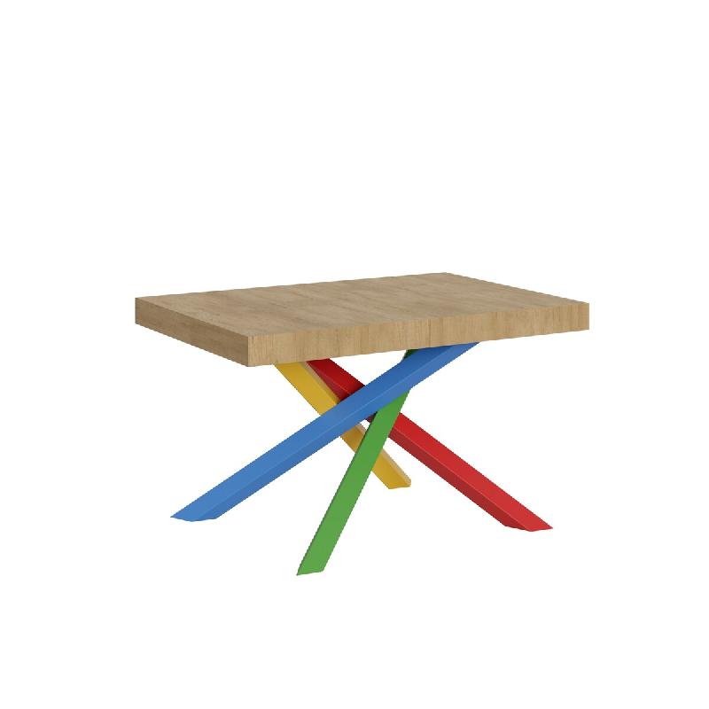 Itamoby Table Extensible 140/400X90 Cm Volantis Chêne Naturel Pieds Multicolores 4/B - marron VE140TAV40BLL-QN_0