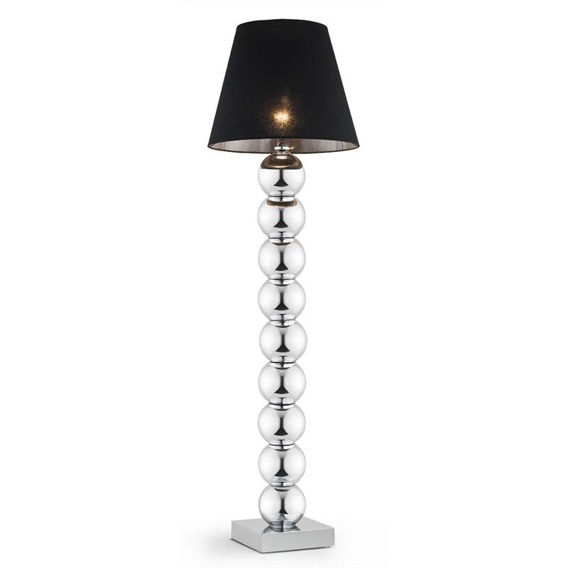 ARGON LAMPADAIRE TEXTILE FULDA, ABAT-JOUR NOIR, PIED CHROMÉ