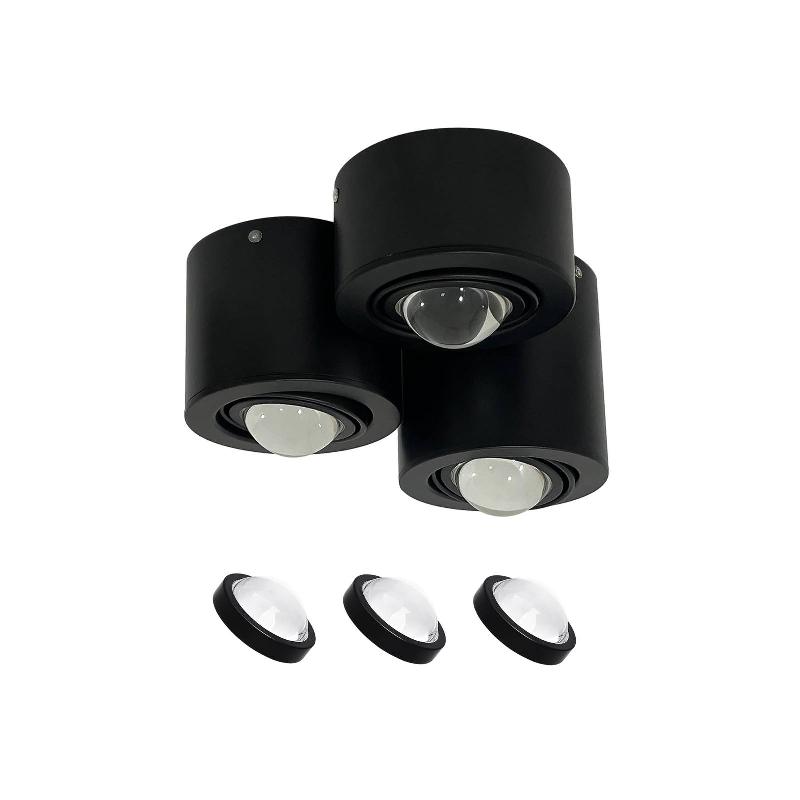 LINDBY SPOT POUR PLAFOND JYLA, NOIR, 4200 K, 3 LAMPES, LENTILLE, GX53