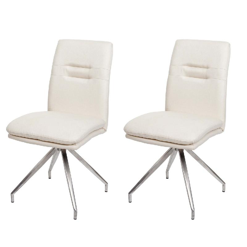 Mendler Lot de 2 chaises de salle à manger HWC-H70, chaise de cuisine fauteuil chaise, tissu/textile inox brossé ~ crème-beige - beige textile 94425_0