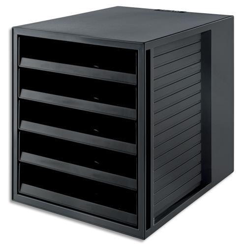 MODULE DE CLASSEMENT 5 TIROIRS OUVERTS - HAN - JUSQU'AU FORMAT A4+ - DIM (LXHXP): 27,5X32X33 CM - COLORIS NOIR