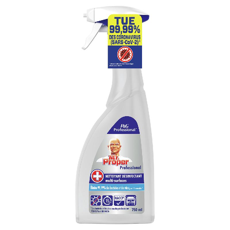 NETTOYANT DESINFECTANT MULTI SURFACE MR PROPER - VIRUCIDE EN 14476 - FORMULE PROFESSIONNELLE - SPRAY 750ML