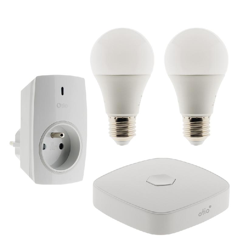 Pack de démarrage maison connectée OtioHome - 2 ampoules, 1 prise et 1 box - Application mobile et contrôle vocal_0