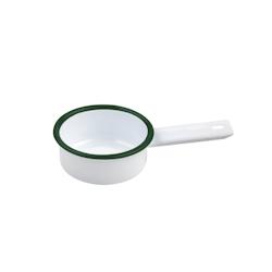 Packnwood FHC - 12Pcs - Mini casserole blanche en acier émaillé à bord vert   H30mm 100ml - métal 294ENPAN100_0