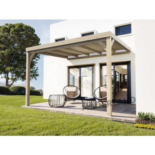 PERGOLA COUVERTE ADOSSÉE BOIS REIMS 6 X 4M MADERLAND