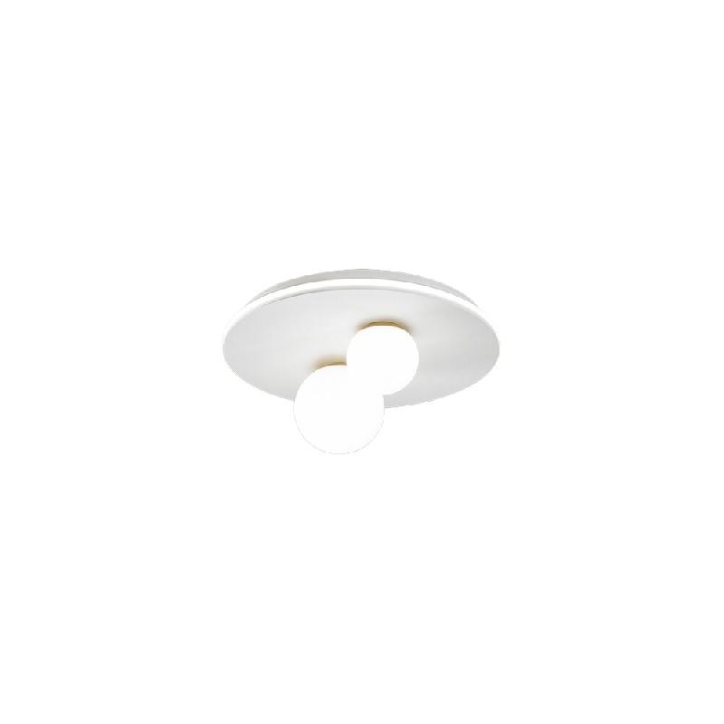 Plafonnier LED 38 W 2470 lm 3000 K en métal blanc, diamètre 40 cm, design moderne avec diffuseurs en verre opale blanc - Perenz - blanc 8002 B LC_0