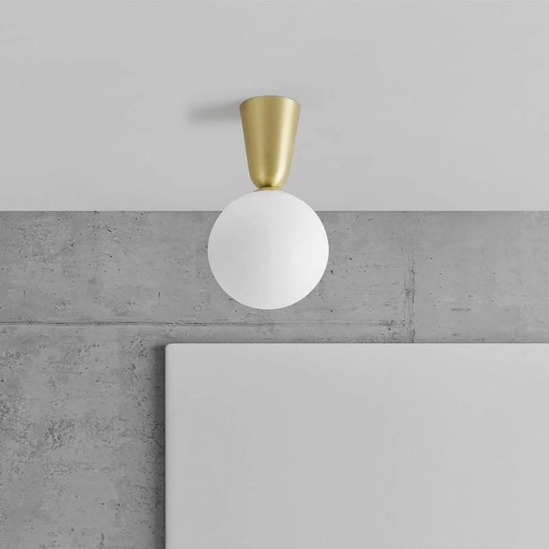 SFORZIN PLAFONNIER LUNAR, LAITON, Ø 20 CM, DOUILLE E14